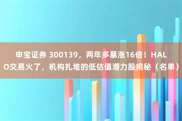 申宝证券 300139，两年多暴涨16倍！HALO交易火了，机构扎堆的低估值潜力股揭秘（名单）