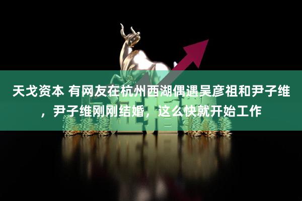 天戈资本 有网友在杭州西湖偶遇吴彦祖和尹子维，尹子维刚刚结婚，这么快就开始工作