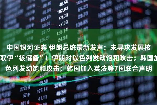 中国银河证券 伊朗总统最新发声:未寻求发展核武器!美国被曝计划夺取伊“核储备”!伊朗对以色列发动饱和攻击;韩国加入英法等7国联合声明