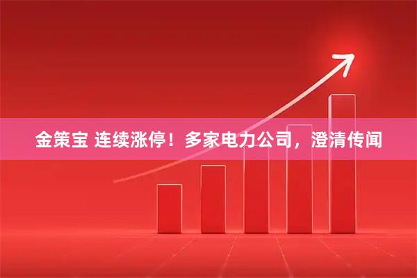 金策宝 连续涨停！多家电力公司，澄清传闻