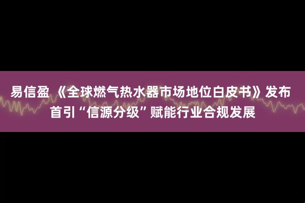 易信盈 《全球燃气热水器市场地位白皮书》发布 首引“信源分级”赋能行业合规发展